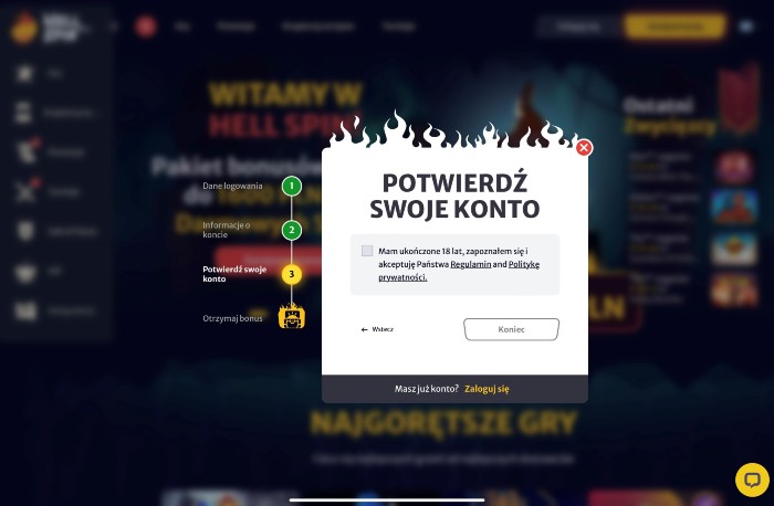 Jak otworzyć konto w kasynie online HellSpin